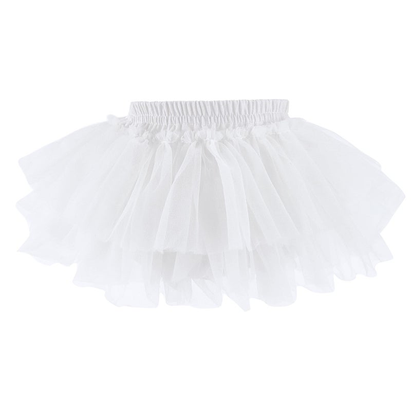 Baby Amabc Baby Girls Soft Fluffy Tutu Skirt with Diaper Cover Tulle Dress Skirt 3 Layers Soft for NewbornToddler White 