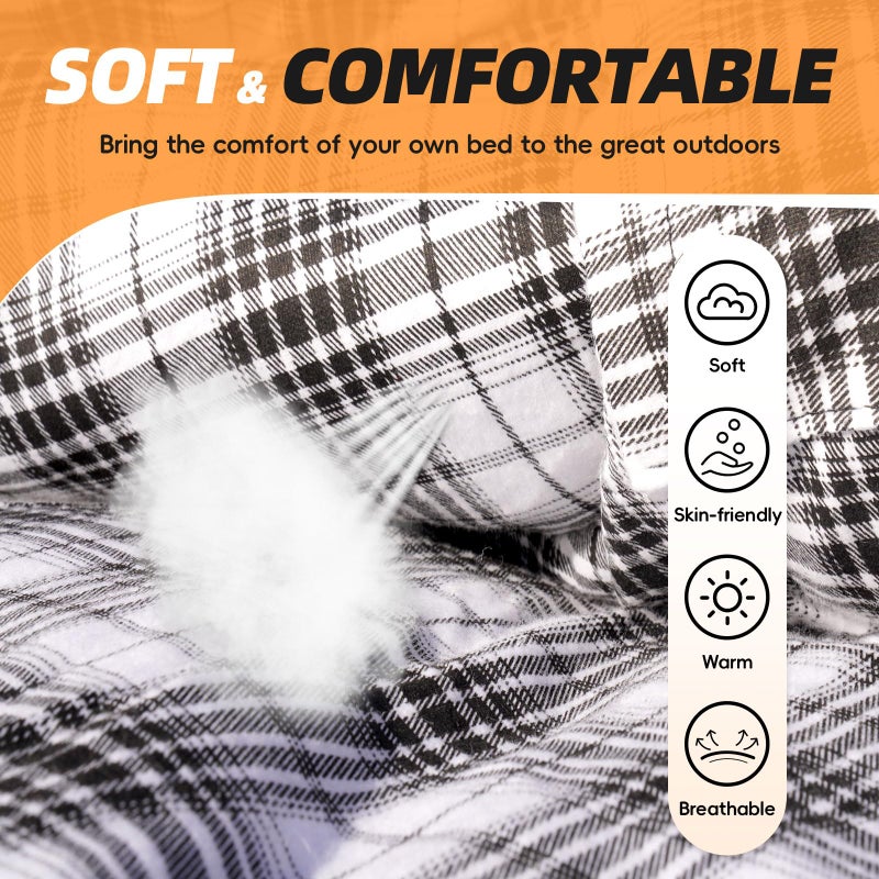 MEREZA Flannel Sleeping Bag for Adults XL, Large Wide Sleeping Bags for Camping Mens Warm Cotton Sleeping Bag 4 Season Warm & Cool Weather with Compression Sack (Black) - Image 5