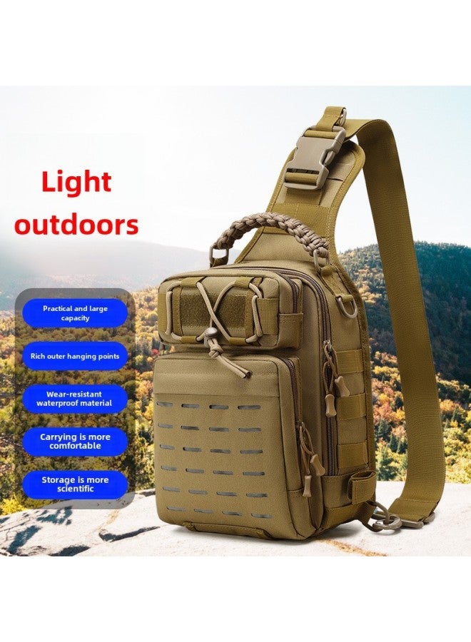 Generic Outdoor Crossbody Tactical Backpack Men's Camouflage Oxford Cloth Wear Resistant Single Shoulder Bag For Outdoor Sports-Color:Army Green - Image 1