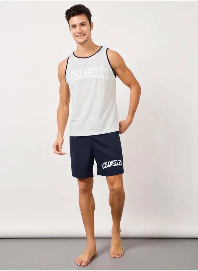 ستايلي Styli Graphic Print Tank and Shorts Set