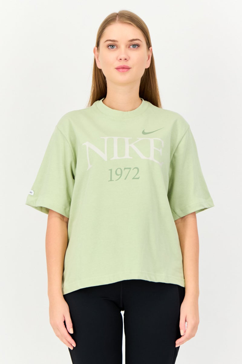 Nike Women Loose Fit Brand Logo Short Sleeves Training T-Shirt, Mint Green  - Image 1