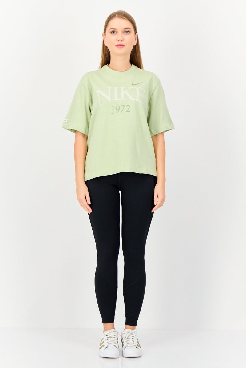 Nike Women Loose Fit Brand Logo Short Sleeves Training T-Shirt, Mint Green  - Image 3