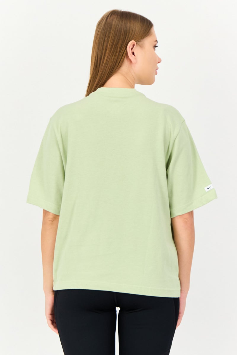 Nike Women Loose Fit Brand Logo Short Sleeves Training T-Shirt, Mint Green - Image 4