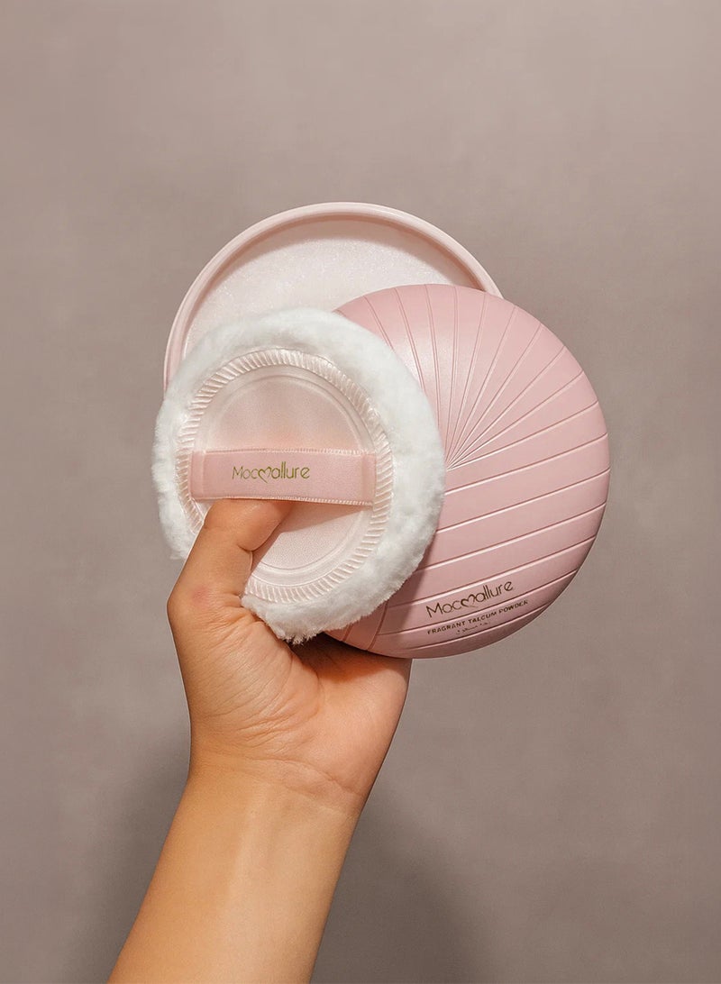 Moc Allure Moccallure Love Pink Fragrant Talcum Powder with Soft Plush Puff - Long-Lasting Floral Scent Body Powder for Skin Softening & Freshness with Large Application Puff in Gift Box 100g (3.5 oz) - Image 2