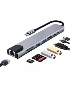 Generic USB C HUB, 8-Port USB C Adapter with 4K HDMI, RJ45 Ethernet, Type C, Type C PD, USB3.0, USB2.0, SD/TF Card Reader, Support Windows 10, 8.1, Mac OS, Surface Pro, Linux, Chromebook and More  - Image 1