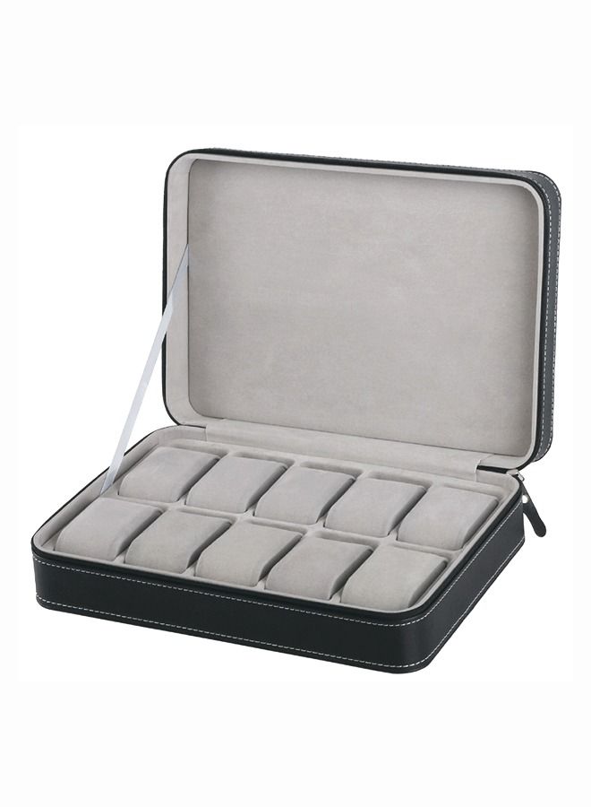 Yolu 10 Slot Luxury PU Leather Watch Box, Portable Zippered Travel Watch Case Storage  - Image 2