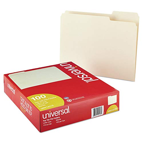 Universal 12113 File Folders, 1/3 Cut Assorted, One-Ply Top Tab, Letter, Manila (Box of 100) - Image 4