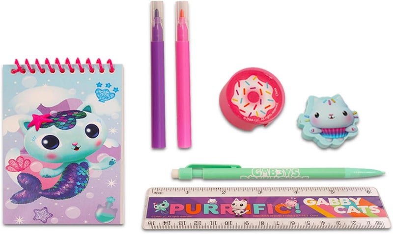 DreamWorks Gabbys Dollhouse Stationery Set for Girls  11 Pc Bundle with Folder Notebook Erasers Case Stickers and More  Gabbys Dollhouse School Supplies  - Image 3