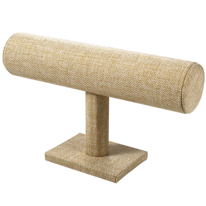 RingsTown T-Bar Bracelet Display Stand for Selling, Jewelry Storage, Bracelet Holder Stand, Earring, Bangle, Jewelry Business Supplies, Watch holder for Women & Men (Yellow Linen) - Image 2