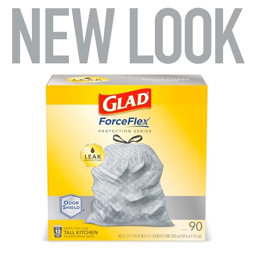 Glad Trash Bags, ForceFlex Protection Series Tall Kitchen Garbage Bags, 13 Gal, Unscented OdorShield, 90 Ct (Package May Vary) - Image 2