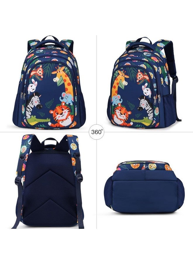 Frantic Waterproof Polyester 26 L 3 Compartment School Backpack With Pencil/Staionery Pouch School Bag Class 1 to 8 Daypack Picnic Bag For School Going Boys & Girls(RR_Full_Blue_Animals_24_B) - Image 4