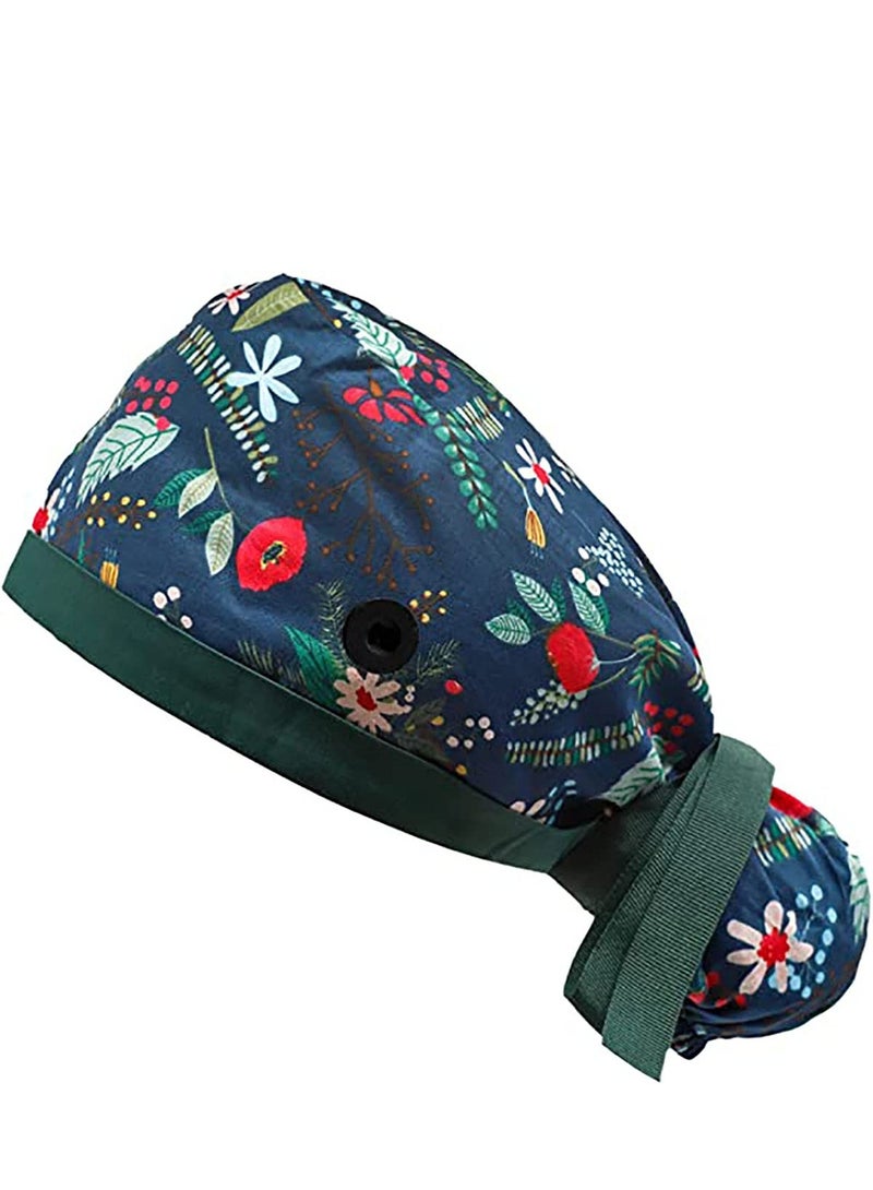 SYOSI Working Cap Long Hair Head Cover Capss Hair with Buttons and Sweatband Adjustable Ribbon Tie Ponytail Hats for Women - Image 2