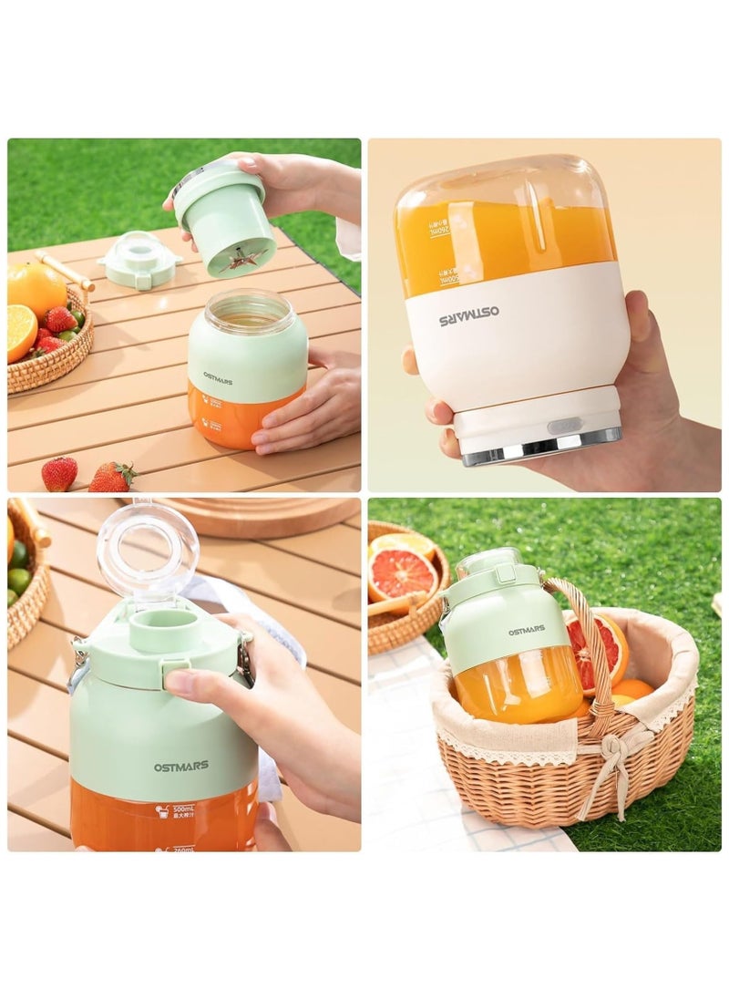 Excefore - Ostmars Blender Cup, Ostmars Juice Maker Rchargeable Portable Blender Cup with 10 Blades, 30 Second Fruit-Crushing Power, 27 Oz Drink Juicing Cup, 2 in 1 Household Juicer, Green 1pcs - Image 1
