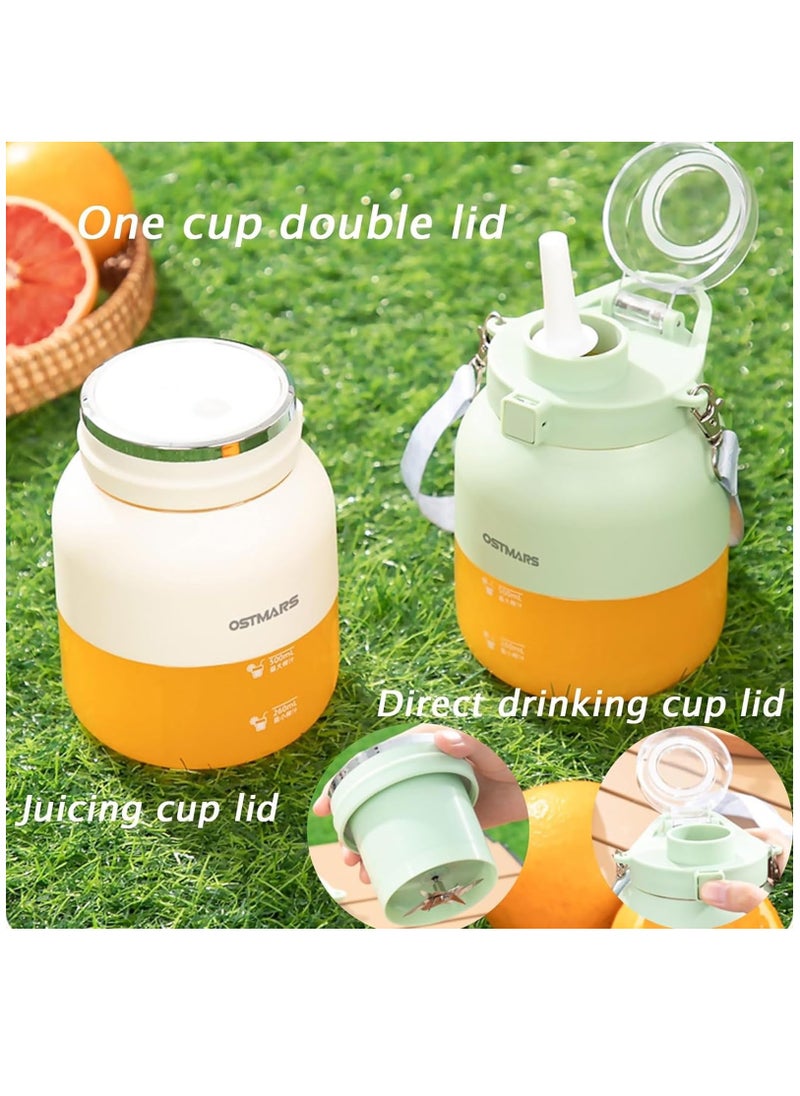 Excefore - Ostmars Blender Cup, Ostmars Juice Maker Rchargeable Portable Blender Cup with 10 Blades, 30 Second Fruit-Crushing Power, 27 Oz Drink Juicing Cup, 2 in 1 Household Juicer, Green 1pcs - Image 1