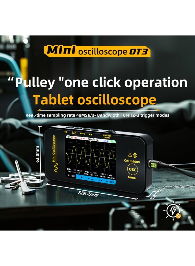 BSIDE OT3 Handheld Oscilloscope 3.2‘’ TFT Display Portable Digital Oscilloscope 10MHz Bandwidth Automotive Oscilloscope 48MSa/s Sampling Rate Trigger Function Auto/Analogue/Single - Image 2