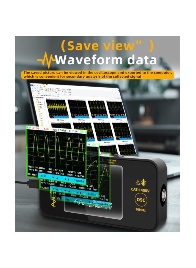BSIDE OT3 Handheld Oscilloscope 3.2‘’ TFT Display Portable Digital Oscilloscope 10MHz Bandwidth Automotive Oscilloscope 48MSa/s Sampling Rate Trigger Function Auto/Analogue/Single - Image 3