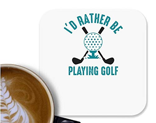 UDNAG MDF Tea Coffee Coaster Hockey Id Rather for Office Home 90 x 90mm