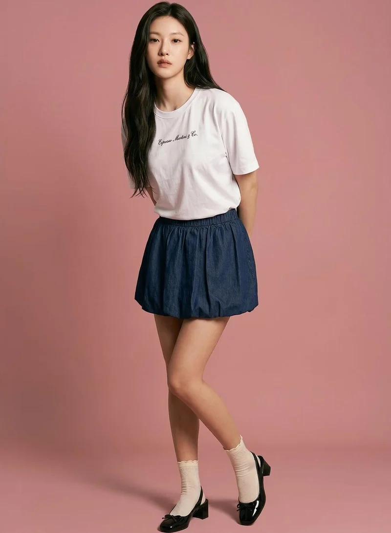 دينيس لينغو Women White 100% Cotton Printed Regular Fit T-Shirt