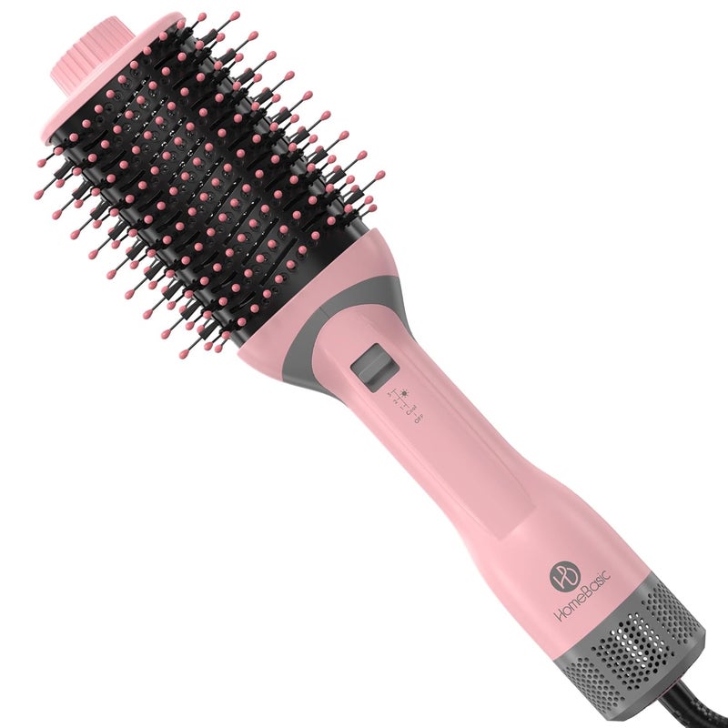 Home Basic HOMEBASIC 1200W Hot Air Brush For Women, Hair Straightening Brush/Dryer/Volumizer/Curler Comb, 3 Heat & Speed Settings+ Cool Option, 360° Airflow, Ceramic Plates, Auto Shut-Off, for Frizz Free Hair - Image 1