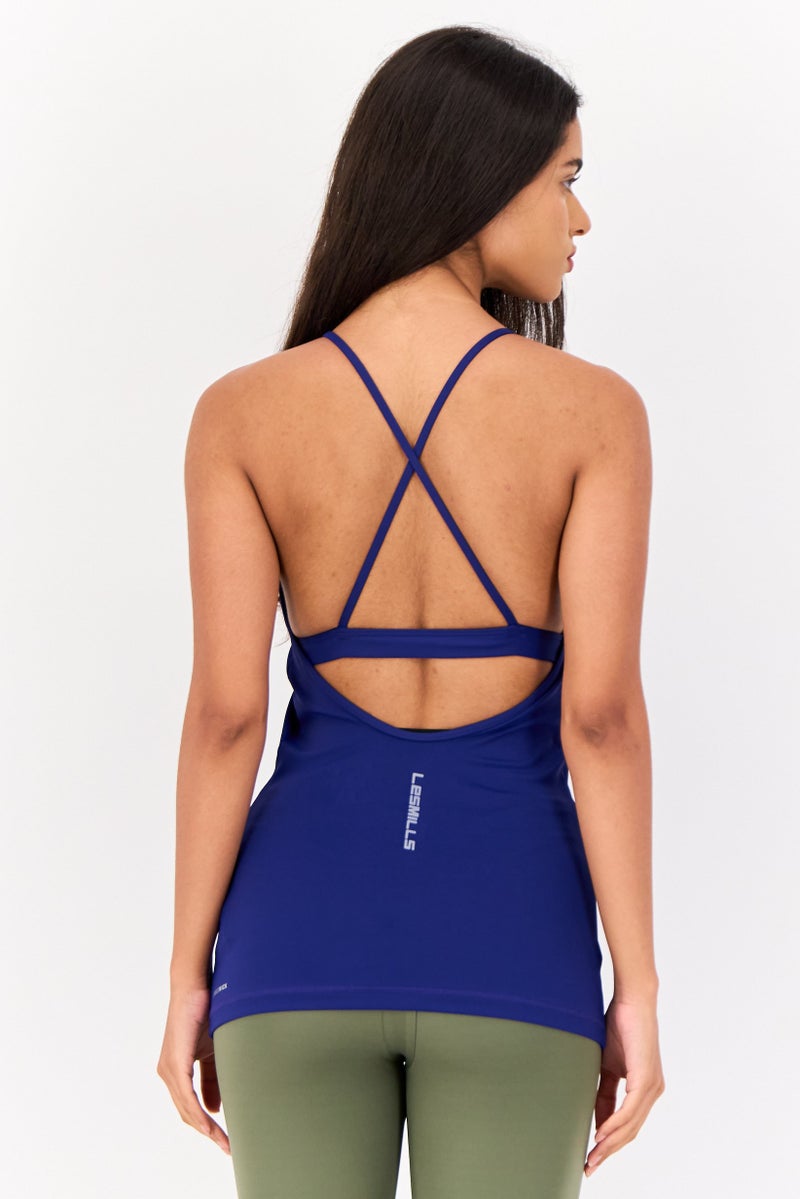 Reebok Women Sportswear Fit Sleeveless Training Tank Top, Navy Blue - Image 3