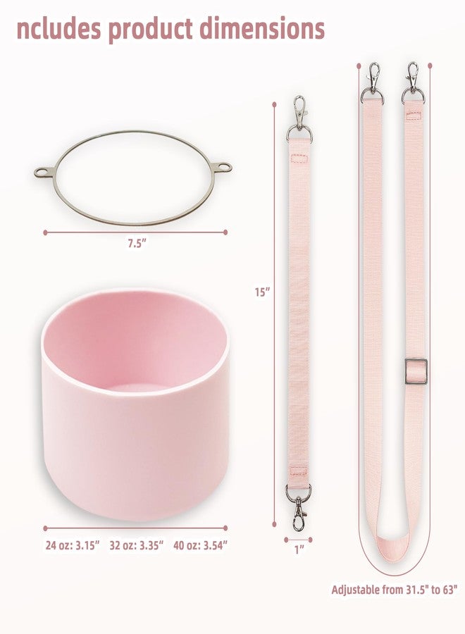 SITKOL Silicone Boot Set for Cute Owala Water Bottle 32 oz - Includes Non-Slip Sleeve, Shoulder Strap & Handle Strap, Perfect Owala Accessories, Fits Owala Tumbler, Owala Free Sip, Pink owala (Pink) - Image 5