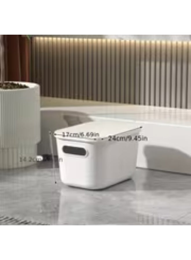 erorex 4pcs White Stackable Plastic Storage Boxes with Lids & Handles - Heavy-Duty Suitable for Organizing Kitchen Utensils, Bedding, Clothes,, Crafts, Snacks, - Space-Saving Vertical Shelving Units for Home, Dorm, Pantry, Under-Bed Storage - Image 2