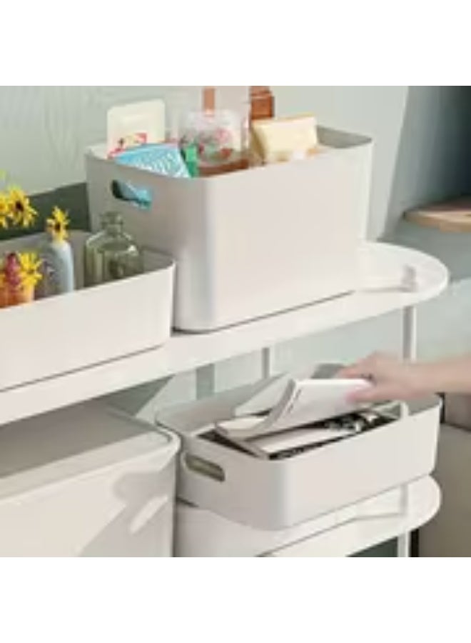 erorex 4pcs White Stackable Plastic Storage Boxes with Lids & Handles - Heavy-Duty Suitable for Organizing Kitchen Utensils, Bedding, Clothes,, Crafts, Snacks, - Space-Saving Vertical Shelving Units for Home, Dorm, Pantry, Under-Bed Storage - Image 3