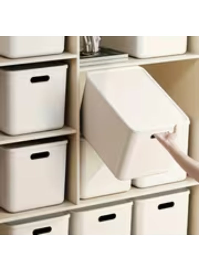 erorex 4pcs White Stackable Plastic Storage Boxes with Lids & Handles - Heavy-Duty Suitable for Organizing Kitchen Utensils, Bedding, Clothes,, Crafts, Snacks, - Space-Saving Vertical Shelving Units for Home, Dorm, Pantry, Under-Bed Storage - Image 5