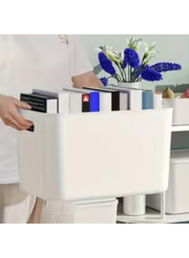 erorex 4pcs White Stackable Plastic Storage Boxes with Lids & Handles - Heavy-Duty Suitable for Organizing Kitchen Utensils, Bedding, Clothes,, Crafts, Snacks, - Space-Saving Vertical Shelving Units for Home, Dorm, Pantry, Under-Bed Storage - Image 4