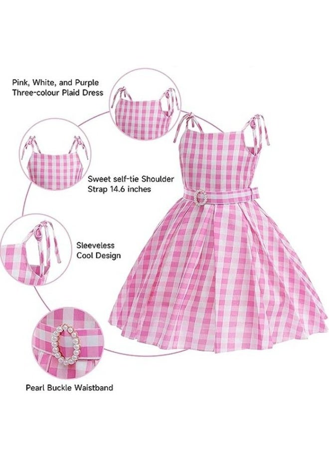 Beauenty Dress Girls Pink Costume Dress Margot Robbie Bar-bie Movie Cosplay Dress Up Kids Outfits Birthday Party - Image 3