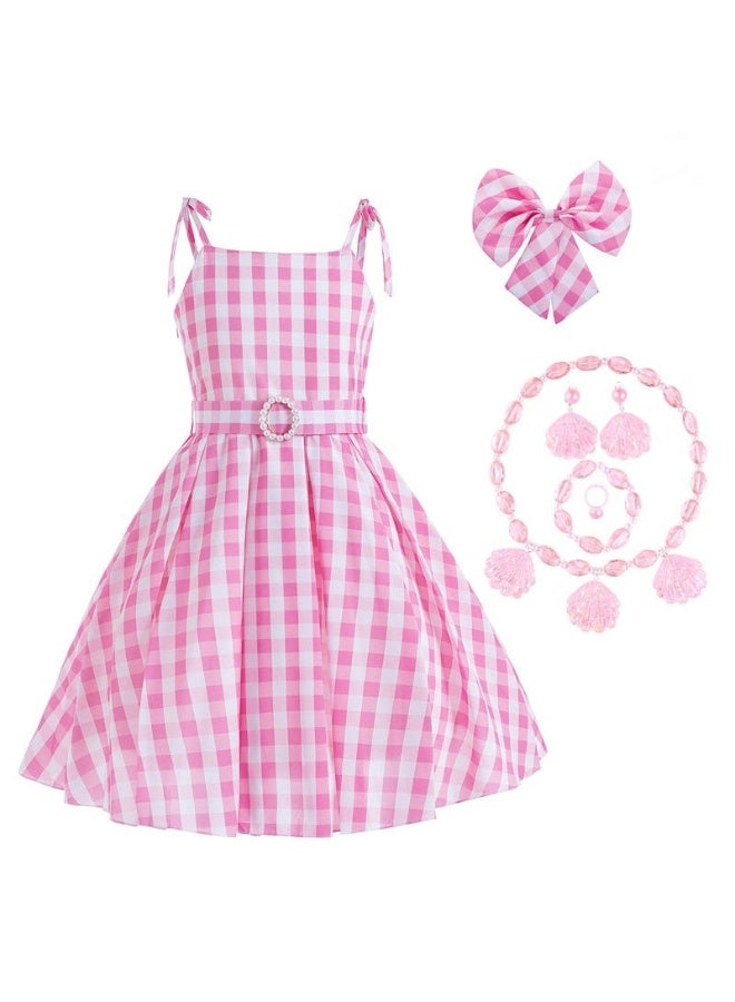 Beauenty Dress Girls Pink Costume Dress Margot Robbie Bar-bie Movie Cosplay Dress Up Kids Outfits Birthday Party - Image 1
