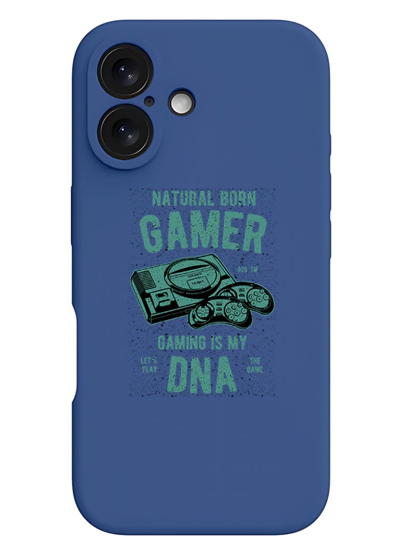 Theodor iPhone 16 Plus Blue Protective Slim Fit Case Liquid Silicone Cover with Full Body Protection Anti-Scratch Shockproof Case For iPhone - Natural born gamer - Image 1