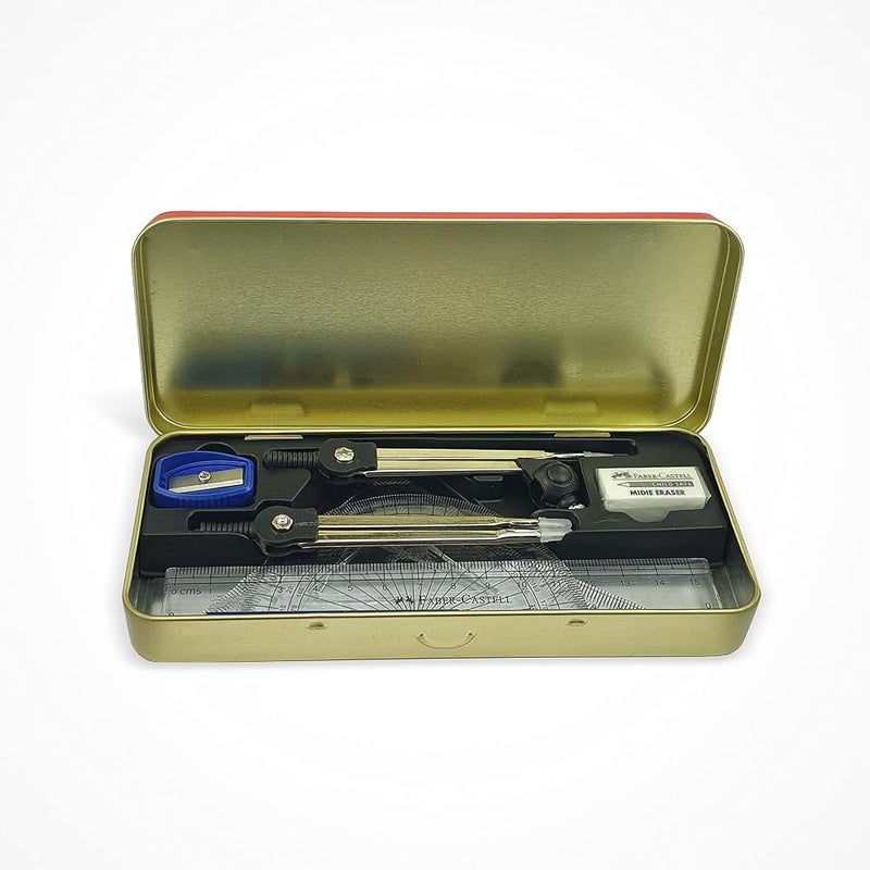 فابير كاستل مجموعة قرطاسية مدرسية من فابر-كاستيل (FABER-CASTELL)، تشمل: صندوق هندسي، 12 قلم غرافيت HB، ملصق لامع، ممحاة، قلم تصحيح، عصا لاصقة بوزن 8.2 جرام، قلم كروي، ومبرد أقلام. - Image 5