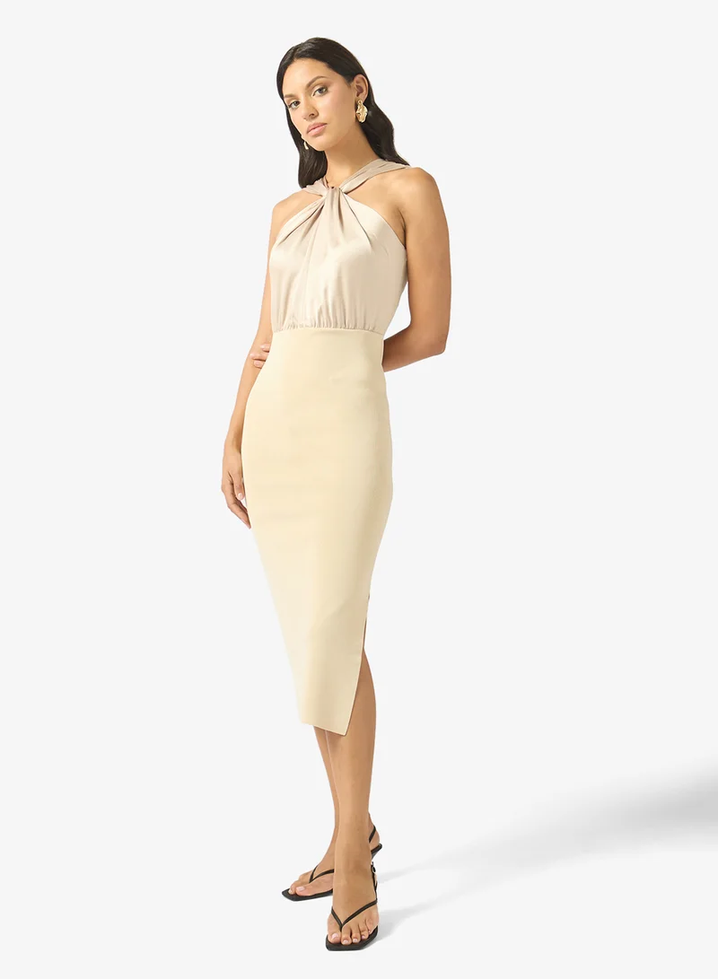 تيد بيكر Mellana Knitted Twist Neck Midi Dress