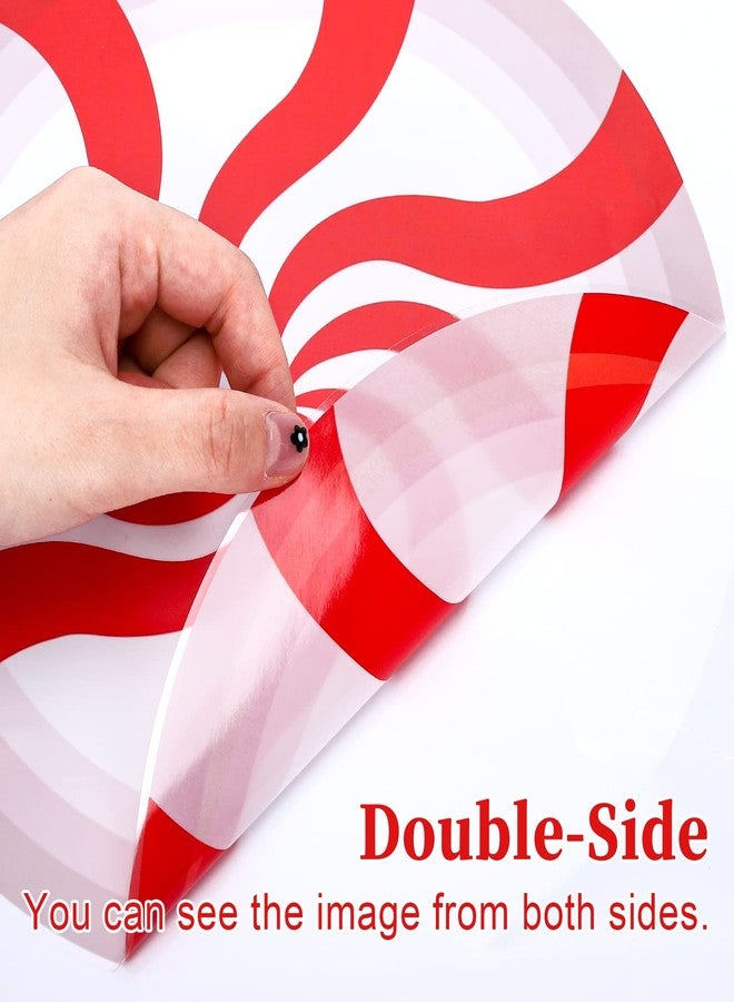 وولاين مجموعة ملصقات جدارية لعيد الميلاد من والين، 30 قطعة، باللونين الأحمر والأبيض، ملصقات أرضية على شكل حلوى بأحجام متنوعة، ورق جدران مطبوع عليه عصا حلوى النعناع، مقاوم للماء، ملصقات نوافذ مزدوجة الجوانب، مثالية لتزيين حفلات عيد الميلاد. - Image 5