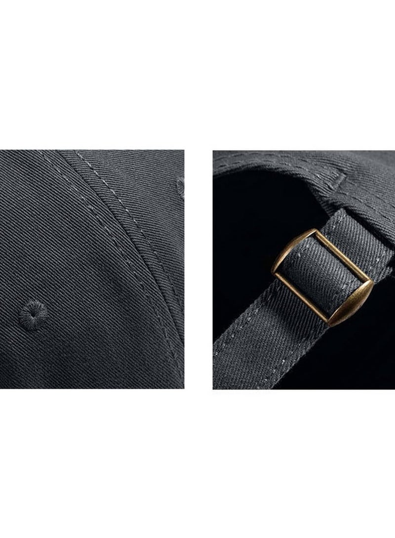 Cotton Baseball Cap, Black, Adjustable Short Brim Trucker Hat, Unisex, 56-59cm - Image 3