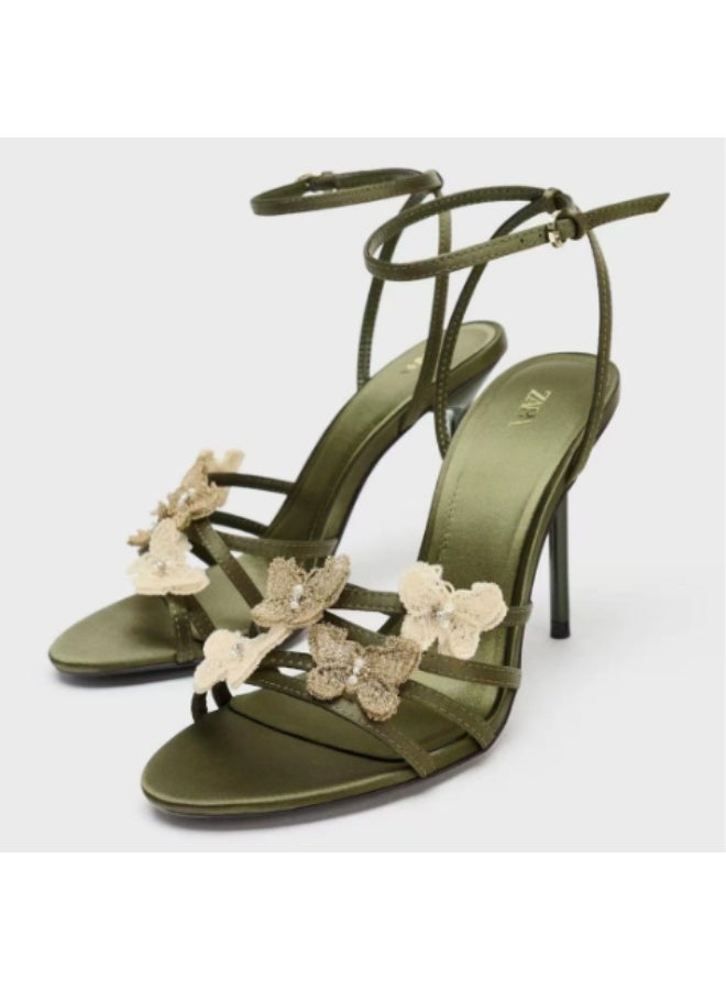 Zara Butterfly Embellished Strappy Open-Toe High-Heel Sandals - Image 1
