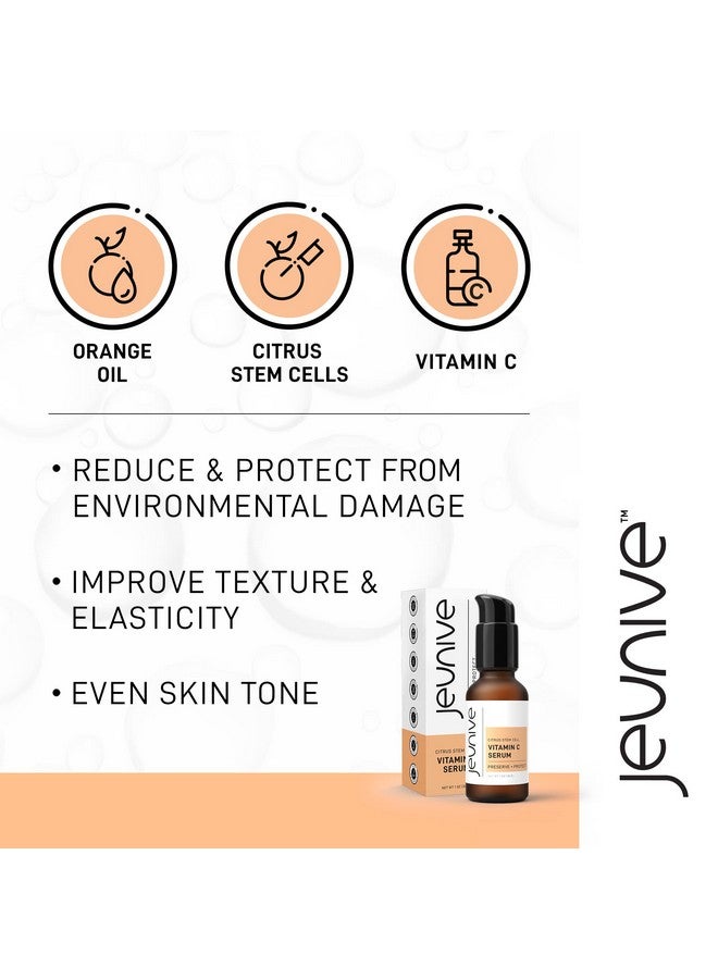 Jeunive Citrus Stem Cells Vitamin C Serum With Antiaging Hyaluronic Acid & Citrus Stem Cells | Day And Night Nourishment To Refresh And Even Blemishes For That Special Glow 1 Oz (28G) - Image 3