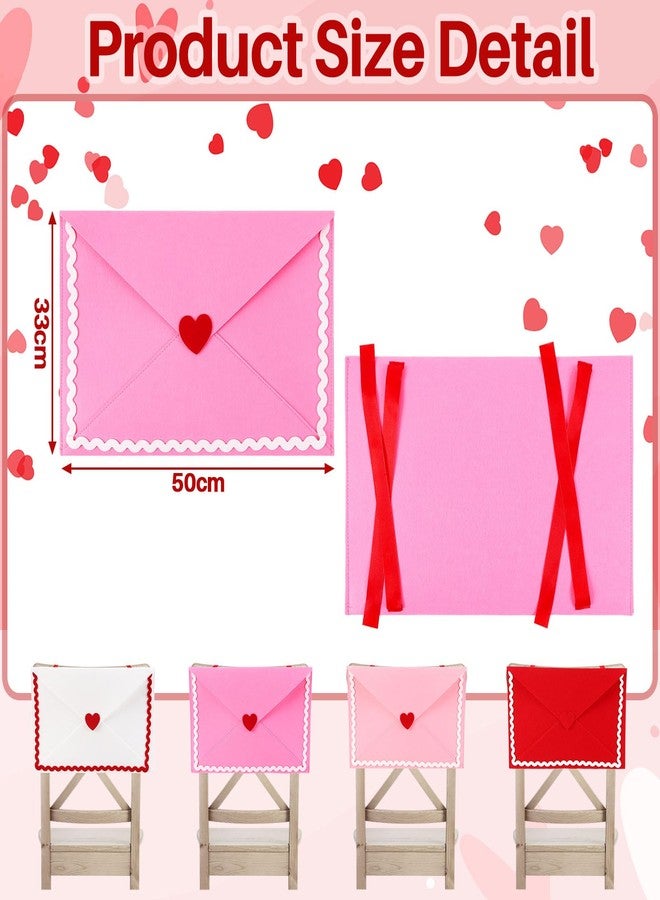 Mindsoft 4 Pcs Valentine's Day Envelope Chair Covers Envelope Seat Storage Pockets Felt Valentine Chair Covers Gift Love Heart Seat Cover for Kitchen Wedding Party Home Celebration (Regular Colors) - Image 3
