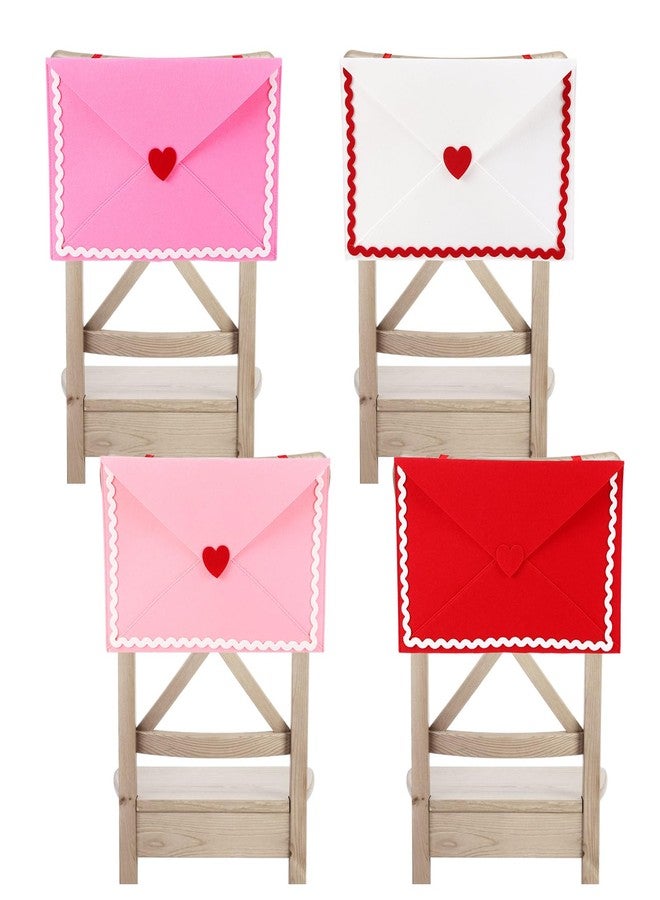 Mindsoft 4 Pcs Valentine's Day Envelope Chair Covers Envelope Seat Storage Pockets Felt Valentine Chair Covers Gift Love Heart Seat Cover for Kitchen Wedding Party Home Celebration (Regular Colors) - Image 1