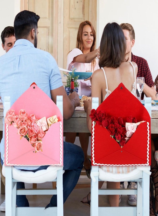 Mindsoft 4 Pcs Valentine's Day Envelope Chair Covers Envelope Seat Storage Pockets Felt Valentine Chair Covers Gift Love Heart Seat Cover for Kitchen Wedding Party Home Celebration (Regular Colors) - Image 5
