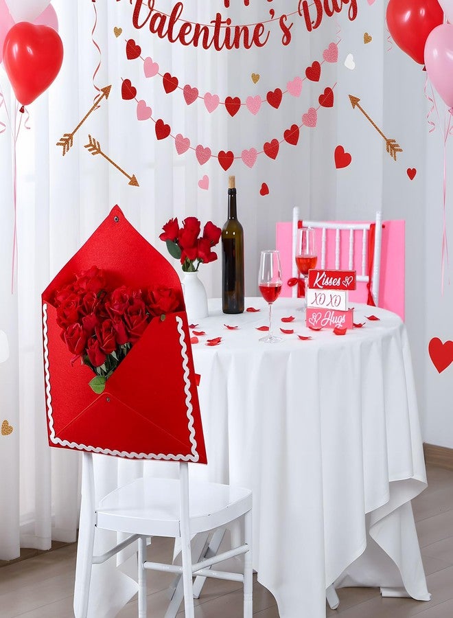 Mindsoft 4 Pcs Valentine's Day Envelope Chair Covers Envelope Seat Storage Pockets Felt Valentine Chair Covers Gift Love Heart Seat Cover for Kitchen Wedding Party Home Celebration (Regular Colors) - Image 2