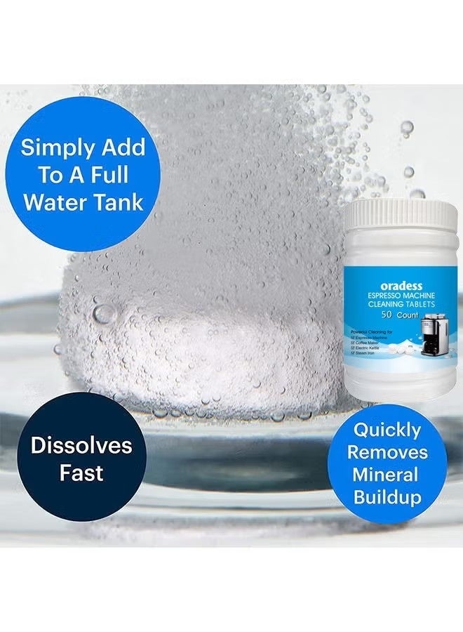 اوراديس 50 قطعة من أقراص تنظيف ماكينة الإسبريسو متعددة الأغراض وصانعة القهوة تعمل أيضًا على إزالة الترسبات الكلسية من زجاجة الماء وكوب القهوة وكوب الفولاذ المقاوم للصدأ والغلاية - Image 3