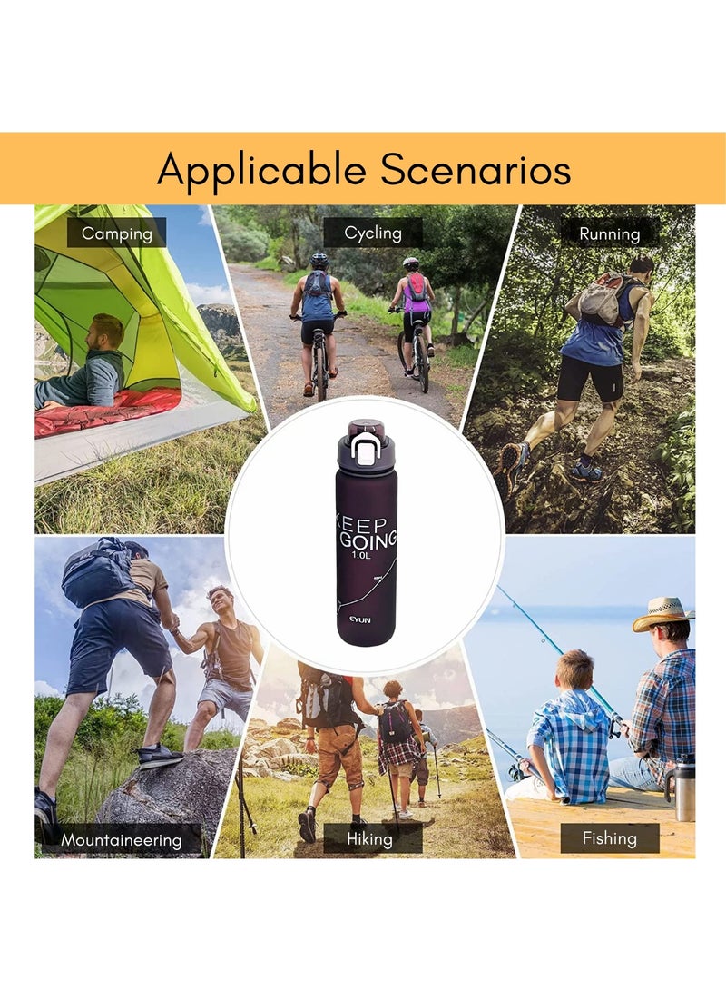 EYUN Sports Water Bottle for Adults 1L Motivational Water Bottle with Capacity Marker 32 Oz BPA Free Leak Proof Water Bottles Drink Bottle for Fitness Exercise Gym Travel Yoga Pilates Hiking Running Hydration Jug for Men Women Teens Gym Bottle - Image 5