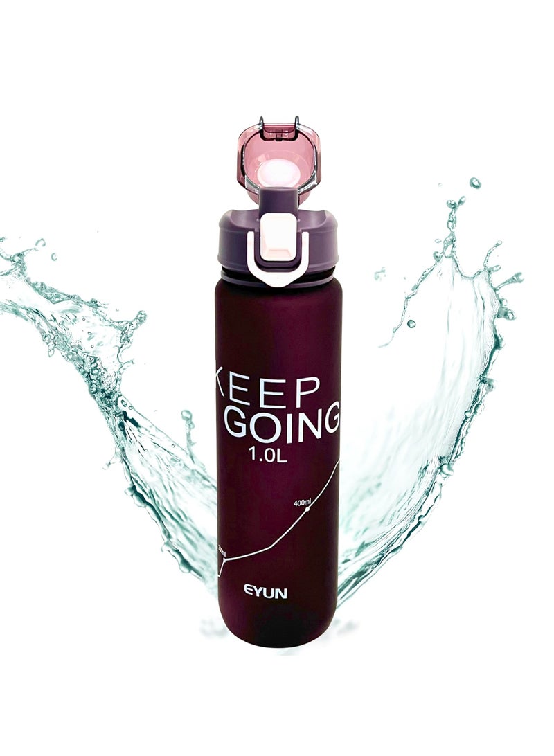 EYUN Sports Water Bottle for Adults 1L Motivational Water Bottle with Capacity Marker 32 Oz BPA Free Leak Proof Water Bottles Drink Bottle for Fitness Exercise Gym Travel Yoga Pilates Hiking Running Hydration Jug for Men Women Teens Gym Bottle - Image 1