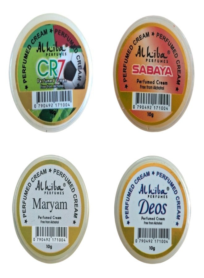 Alhiba Perfumed Cream | CR7, SABAYA, MARYAM & DEOS (10gx4) Pack of 4 | Premium Long Lasting Perfumed Cream Gift Set for Unisex - Image 1