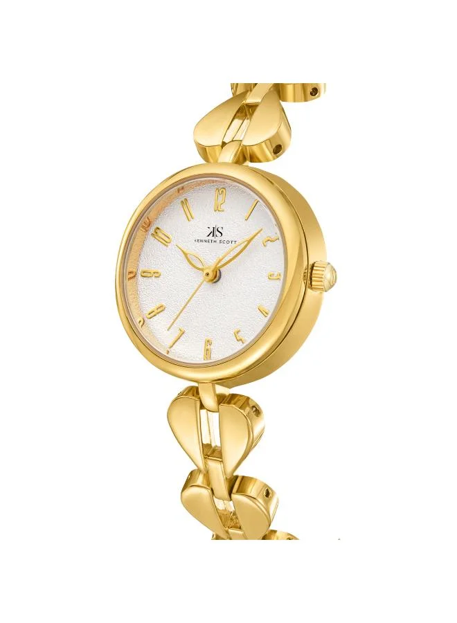 KENNETH SCOTT Kenneth Scott K23504-GBGW Women's Analog Display Watch & Alloy Strap Gold