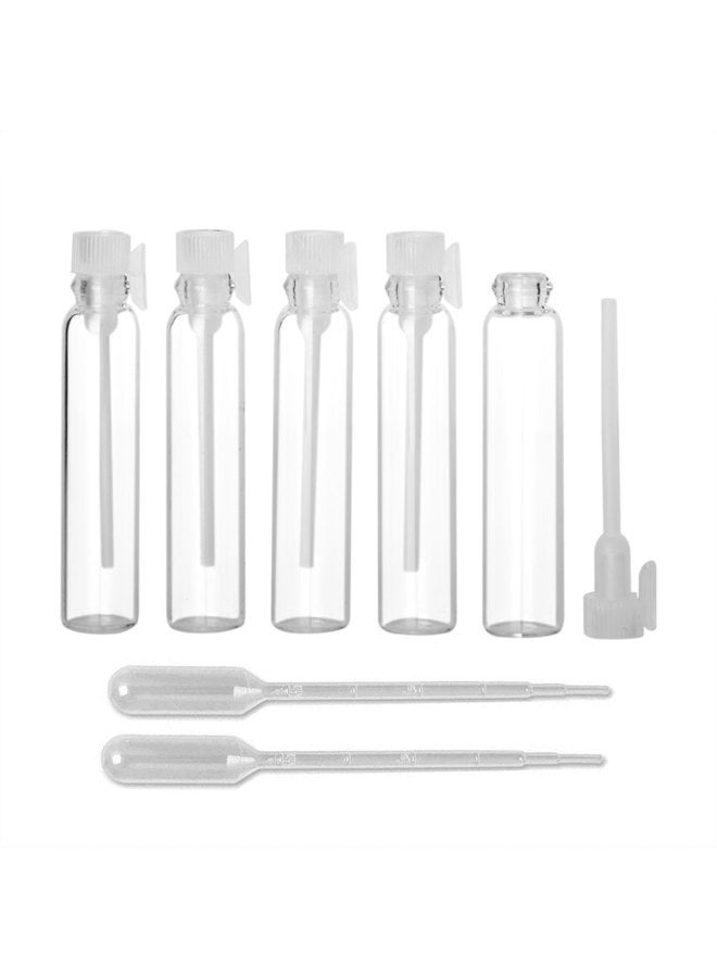 Enslz 2ml 100Pcs Mini Sample Cute Glass Travel Oil Perfume Bottle with Drop& Spray Empty Sample Bottle for Essential Oils Aromatherapy (2ml) - Image 1
