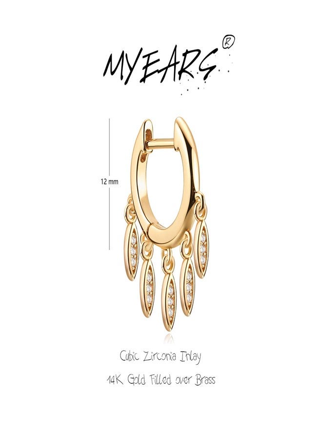 MYEARS Women Gold Huggie Hoop Earrings Eye Diamond CZ Tassel Dangle Drop 14K Gold Filled Small Boho Beach Simple Delicate Hypoallergenic Jewelry Gift - Image 5
