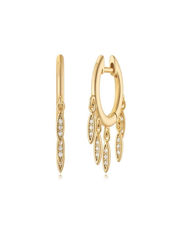 MYEARS Women Gold Huggie Hoop Earrings Eye Diamond CZ Tassel Dangle Drop 14K Gold Filled Small Boho Beach Simple Delicate Hypoallergenic Jewelry Gift - Image 1